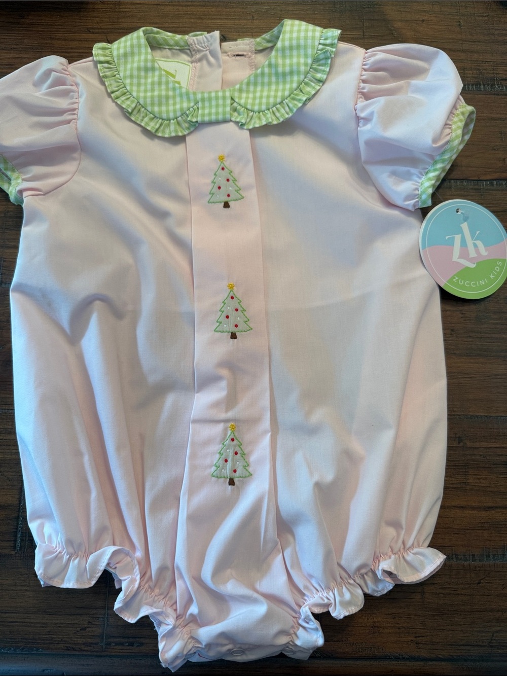 Zuccini Kids Pink Christmas Tree One-Piece Romper